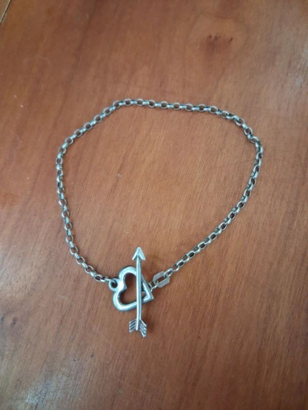Sterling bracelet wirh heart and arrow toggle clasp